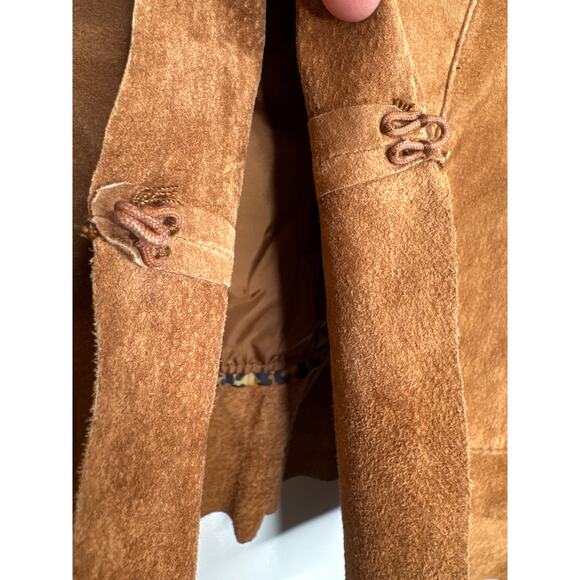 Chico’s Suede Leather Vest Brown Scalloped Hem western cowgirl Size 1 Medium - Picture 10 of 12